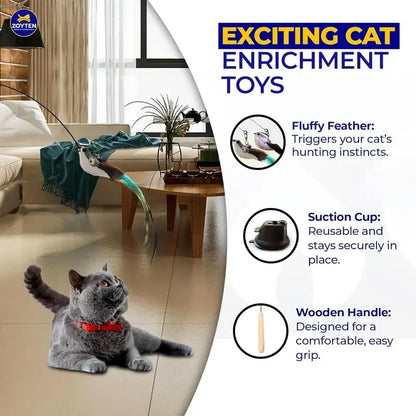 10-in-1 Hands-Free Interactive Cat Wand Toy with Suction Cup