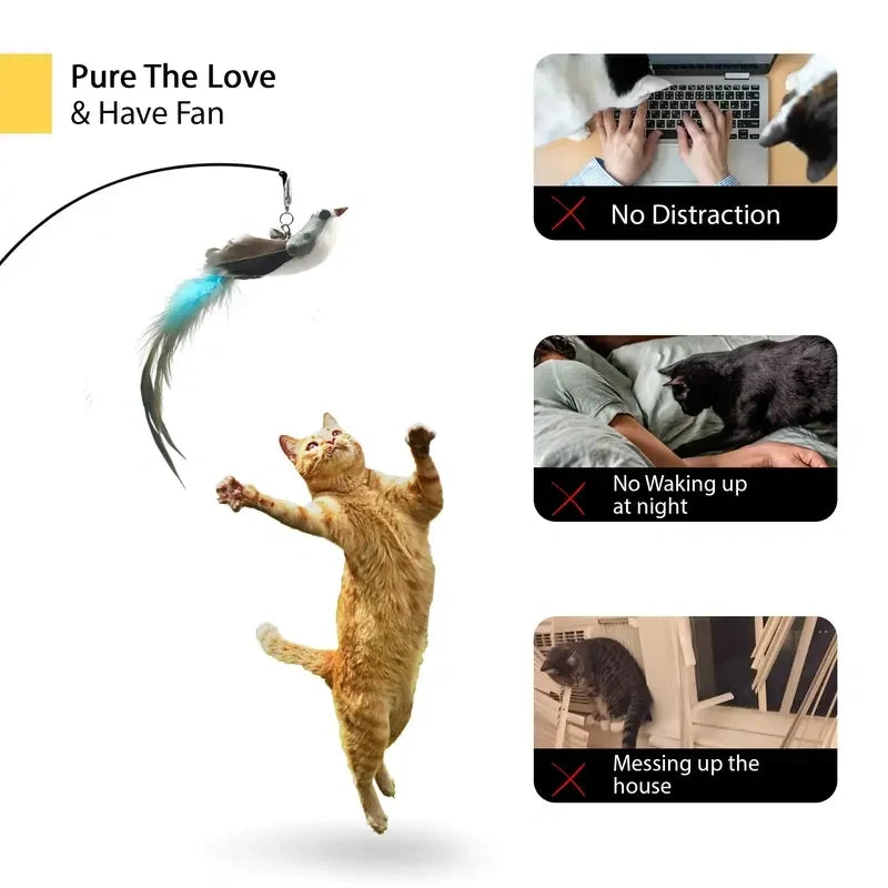 10-in-1 Hands-Free Interactive Cat Wand Toy with Suction Cup