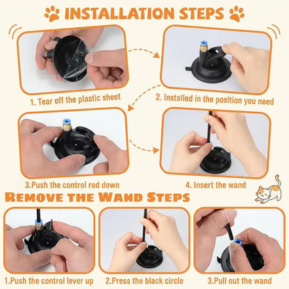 🐱Hands-free interactive cat teaser wand with suction cup